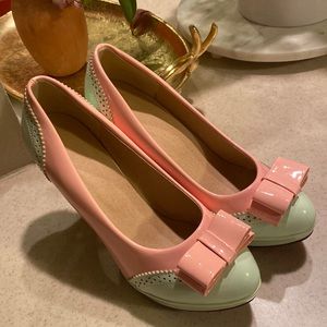 Showstory mint peach heels size 7
